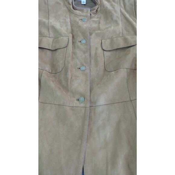 Vintage Talbots 100% Genuine Leather Jacket Mandarin Collar Women's Petite 18W - Picture 8 of 14